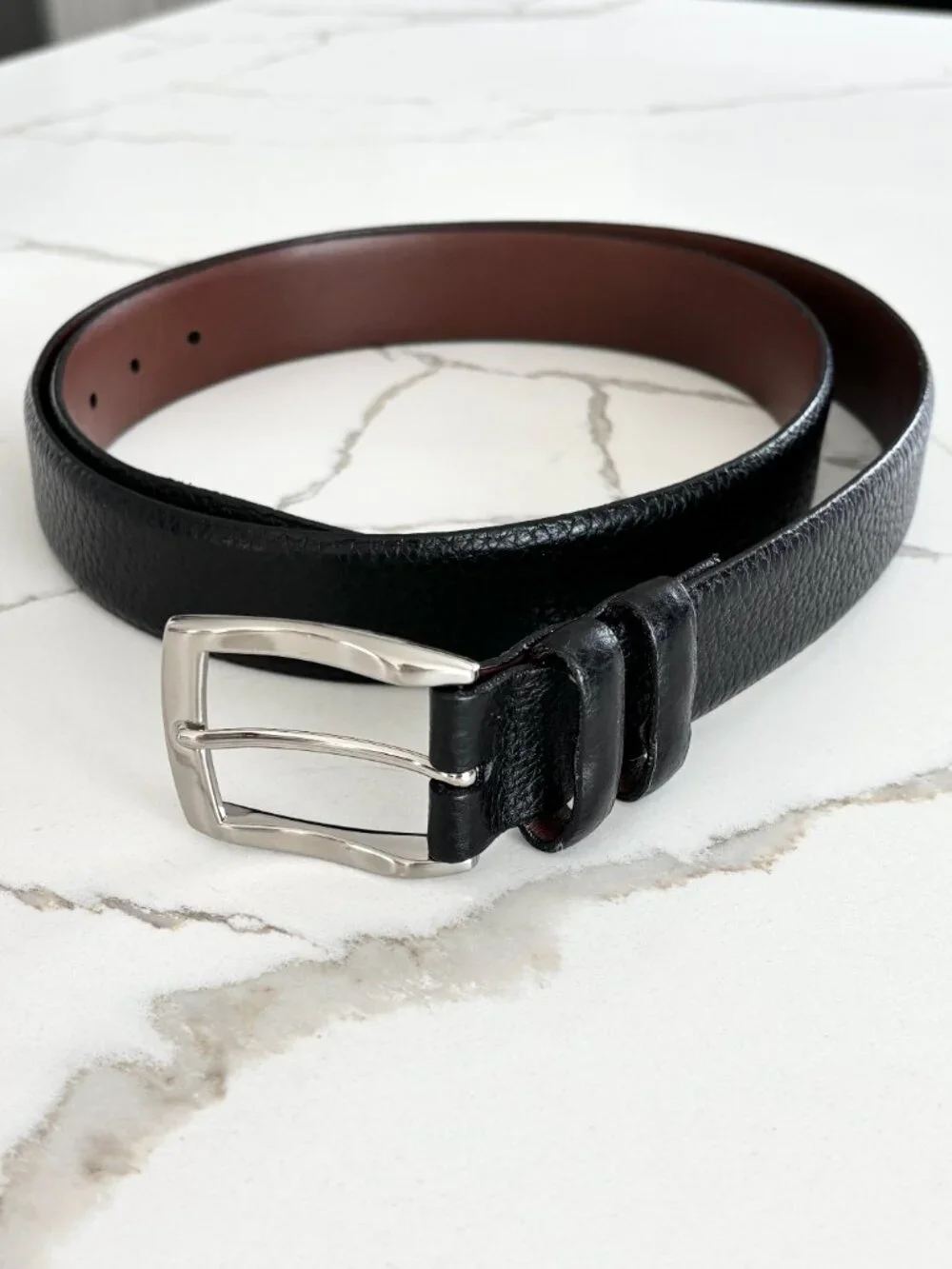 NEW TORINO European Tumbled Calfskin Leather Belt Black MENS 44